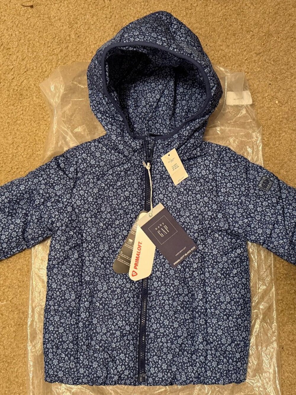 Baby Gap | Gap Kids - NWT Hooded Puffer coat, Blue Floral, 5 Years / 5T